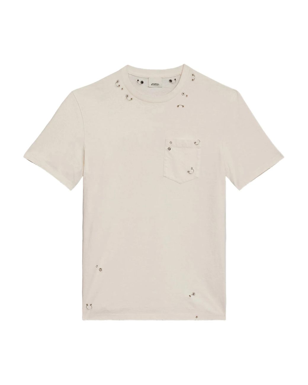 Isabel Marant White Yezra Eyelet Detailed T-Shirt for men
