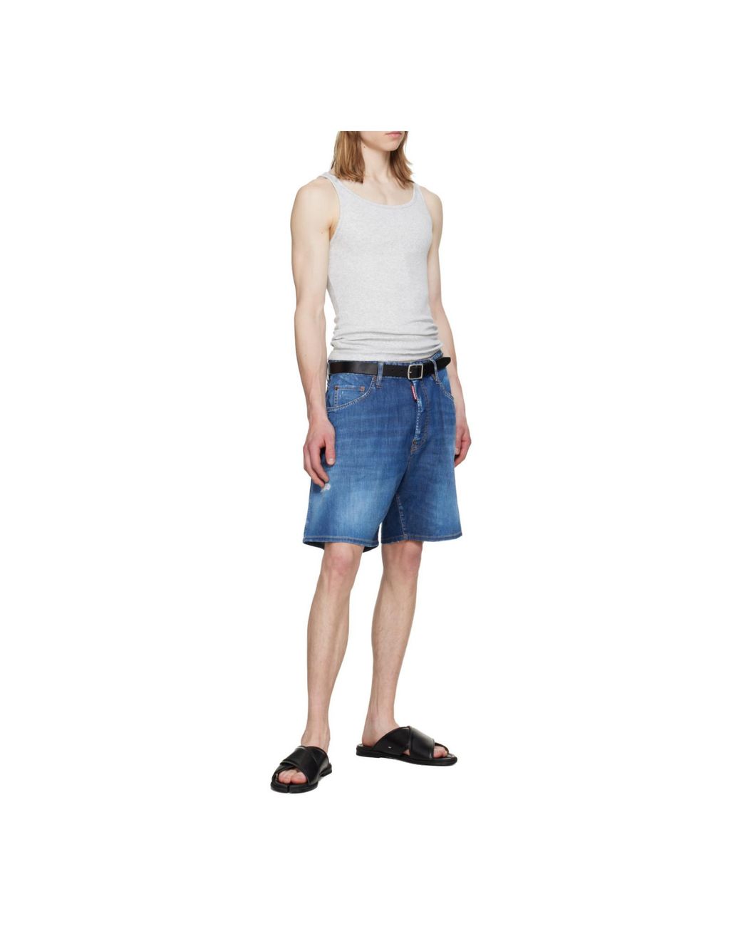 DSquared² Blue ディースクエアード2 ボクサー ダメージデニムショーツ for men
