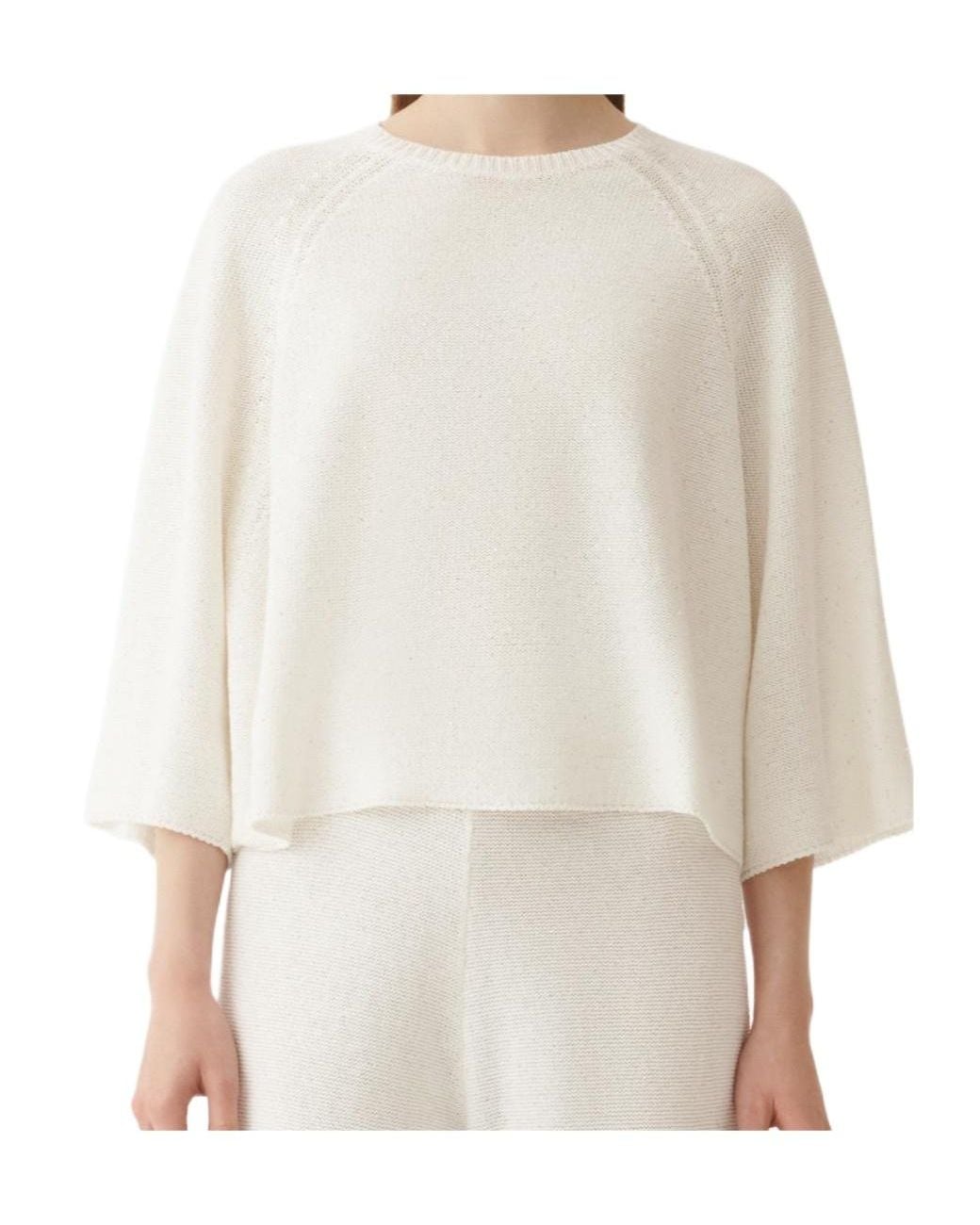 Fabiana Filippi Natural Crew-Neck Knit Sweater