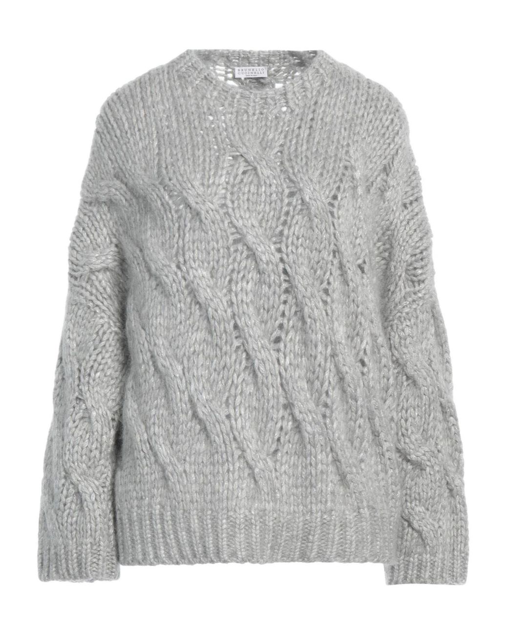 Brunello Cucinelli Gray Metallic Medium Weight Knit Sweater