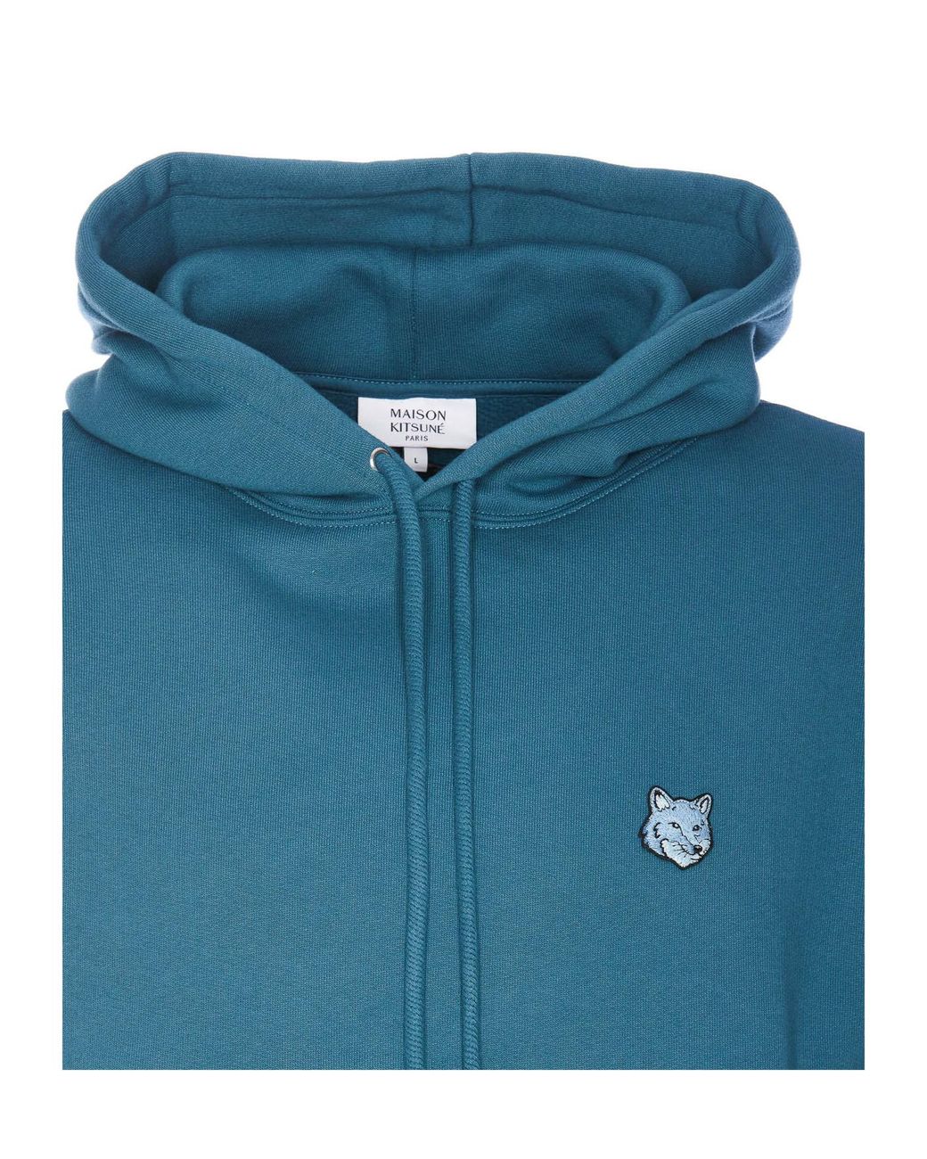 Maison Kitsuné Blue Maison Kitsuné Bold Fox Head Patch Drawstring Hoodie for men