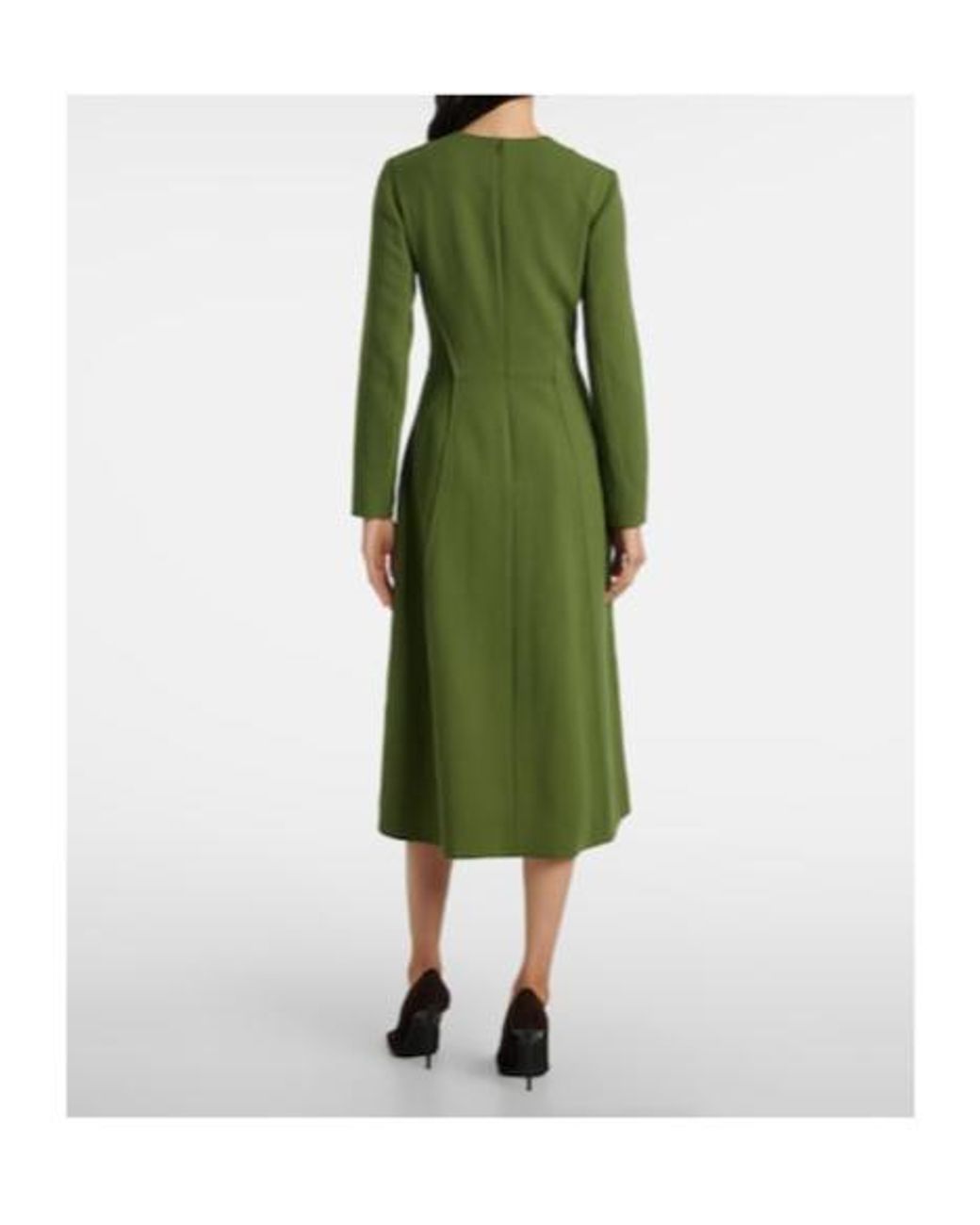 Emilia Wickstead Green Collinson Wool Crêpe Midi Dress