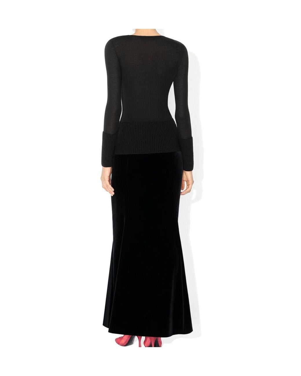 Alaïa Black Cotton Velvet Column Skirt