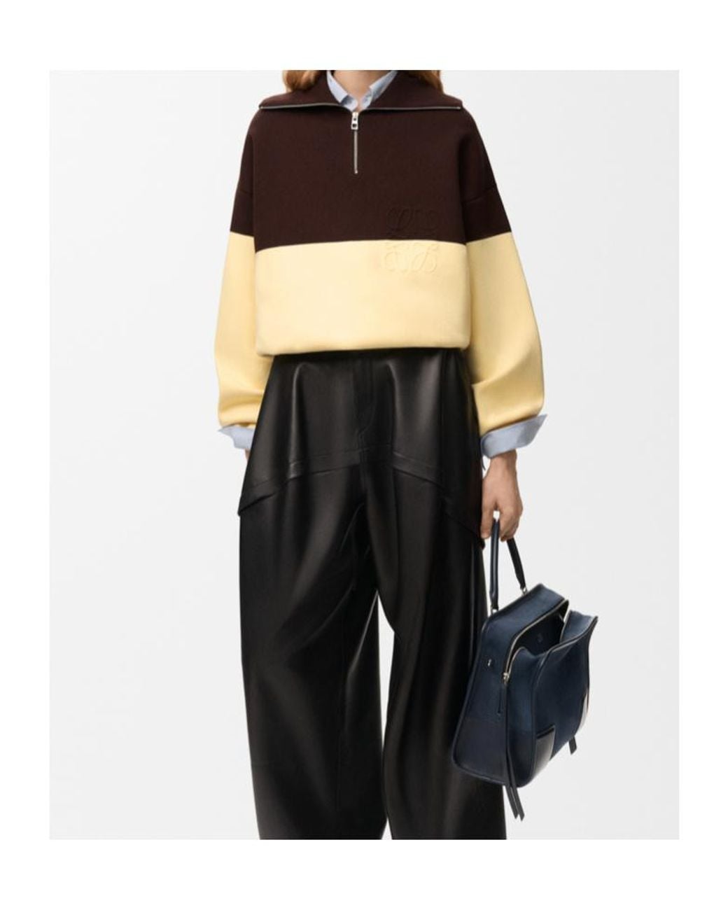 Loewe Brown Anagram-Embroidered Colour-Block Sweater
