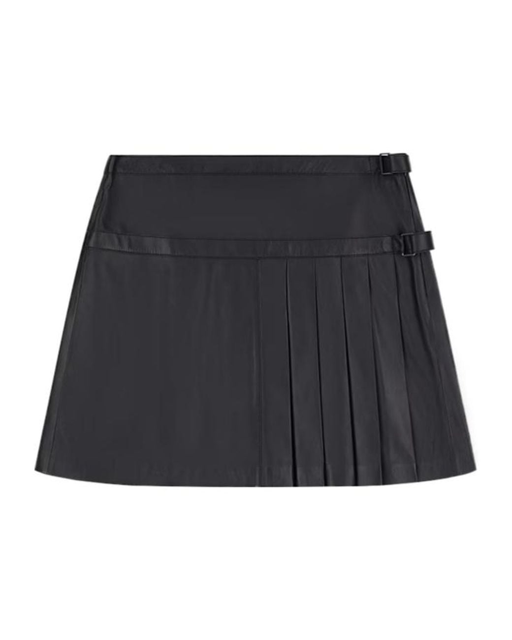 Emporio Armani Black Buckled Pleated Mini Skirt