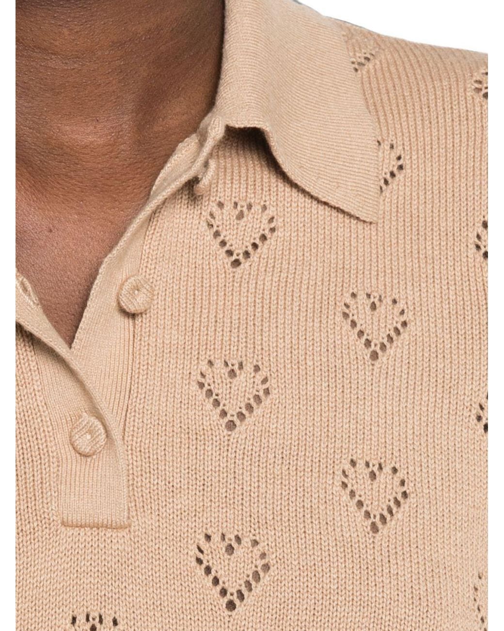 Twinset Natural Pointelle Polo Knitted Sweater