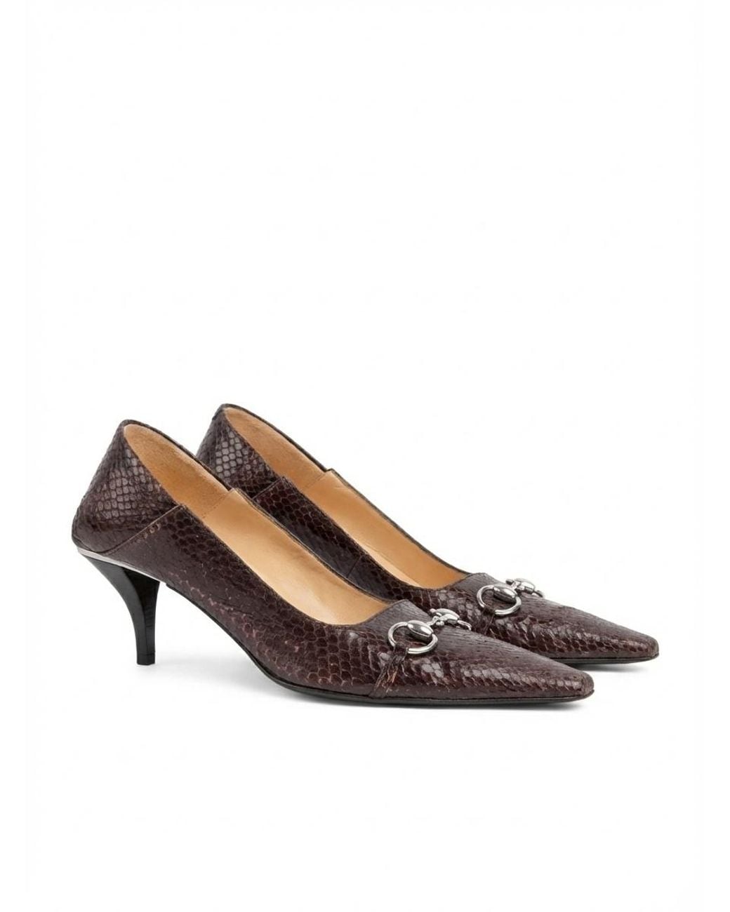 Gucci Brown Vittoria Python Pump