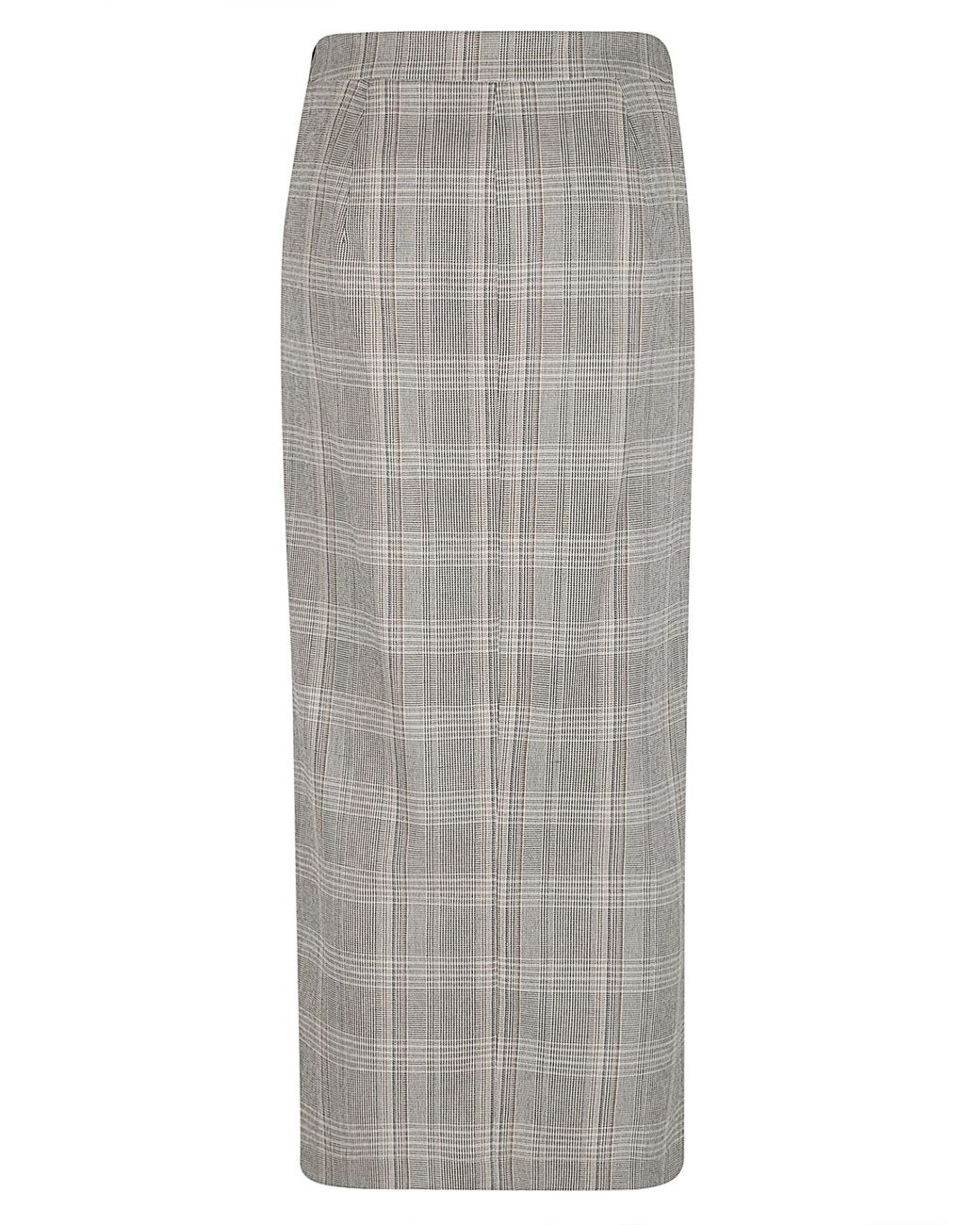 Patrizia Pepe Gray Checked Long Skirt