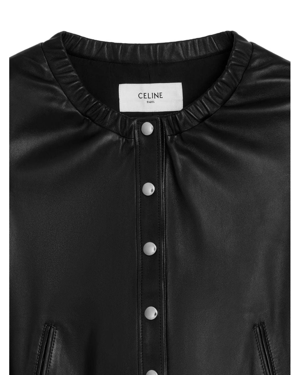 Céline Black Long-Sleeved Leather Jacket