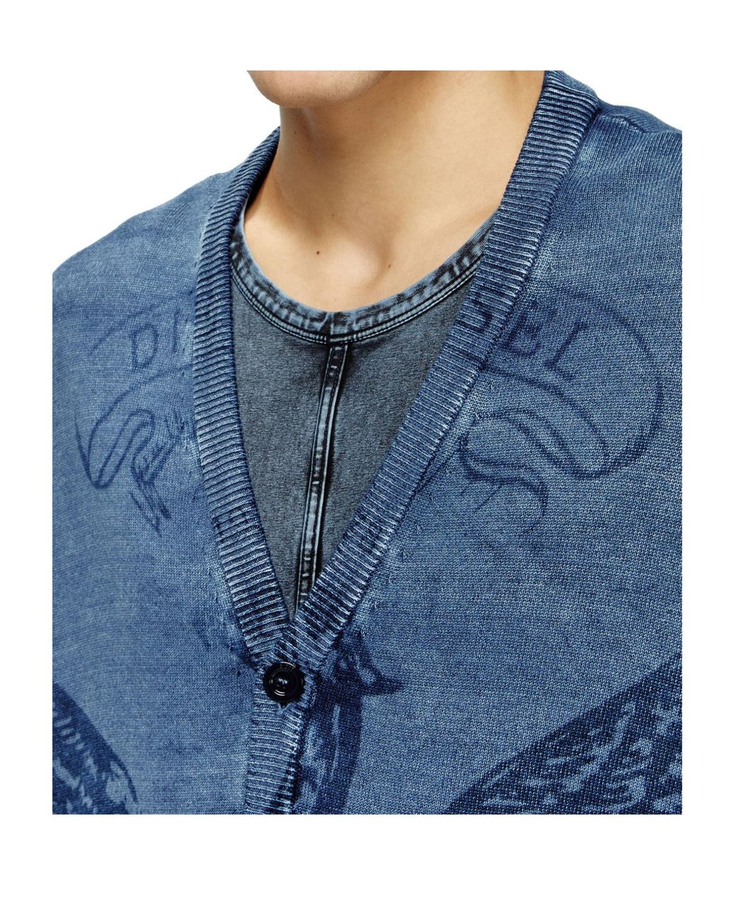 DIESEL Blue Cardigans for men