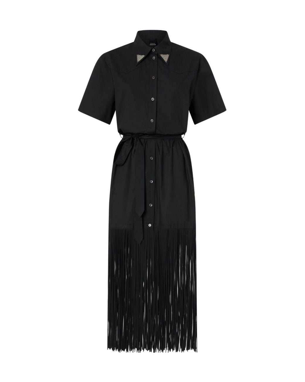 Pinko Black Avigliano Fringed Shirt Dress