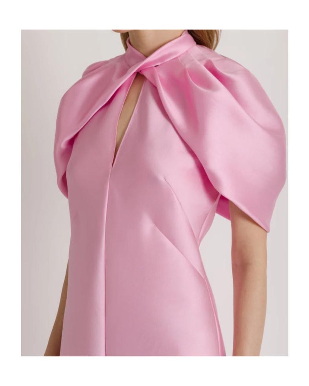 Alberta Ferretti Pink Maxi Mikado Cut-Out Draped-Sleeve Dress