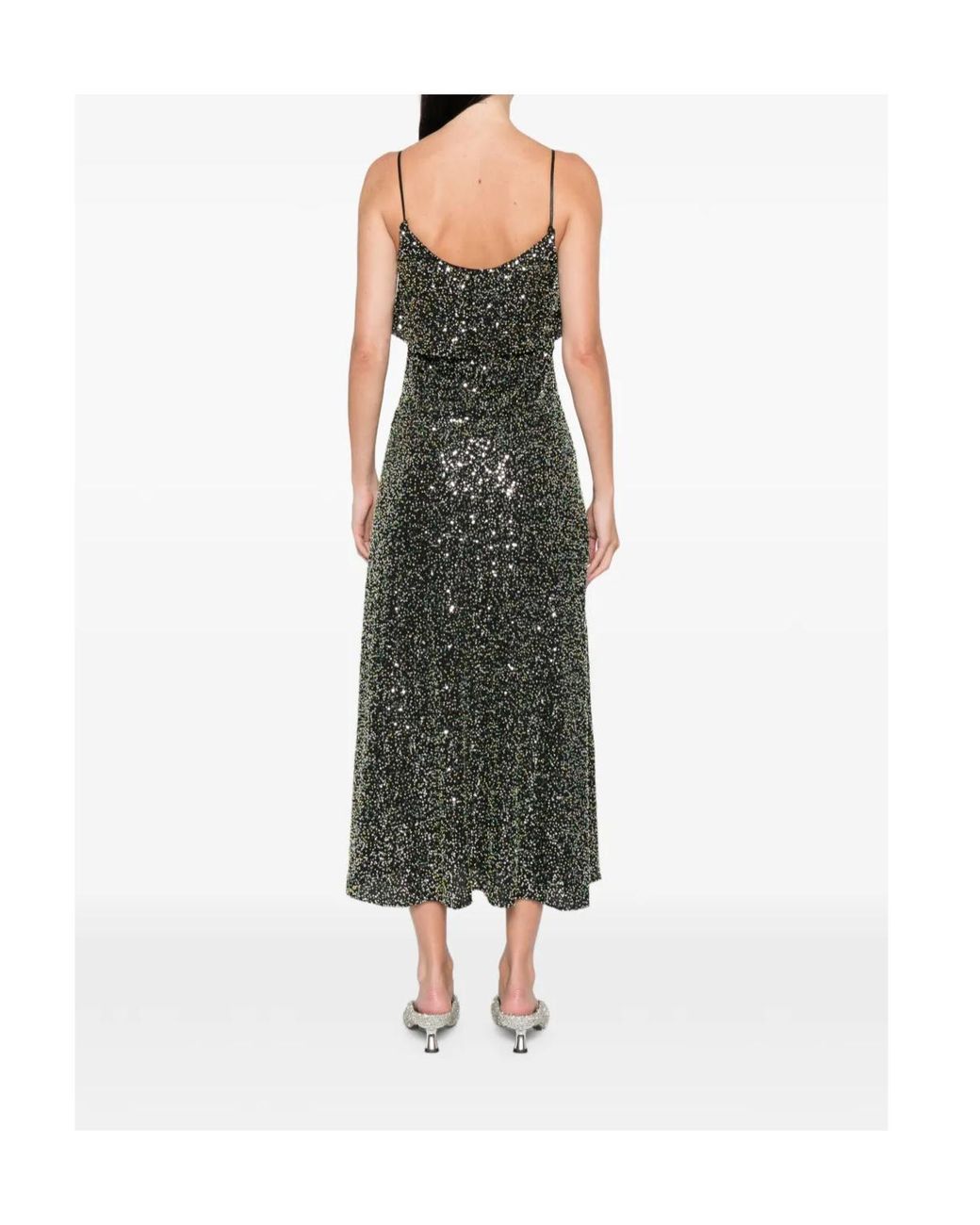 Rabanne Green Sequin-Layered Midi Dress