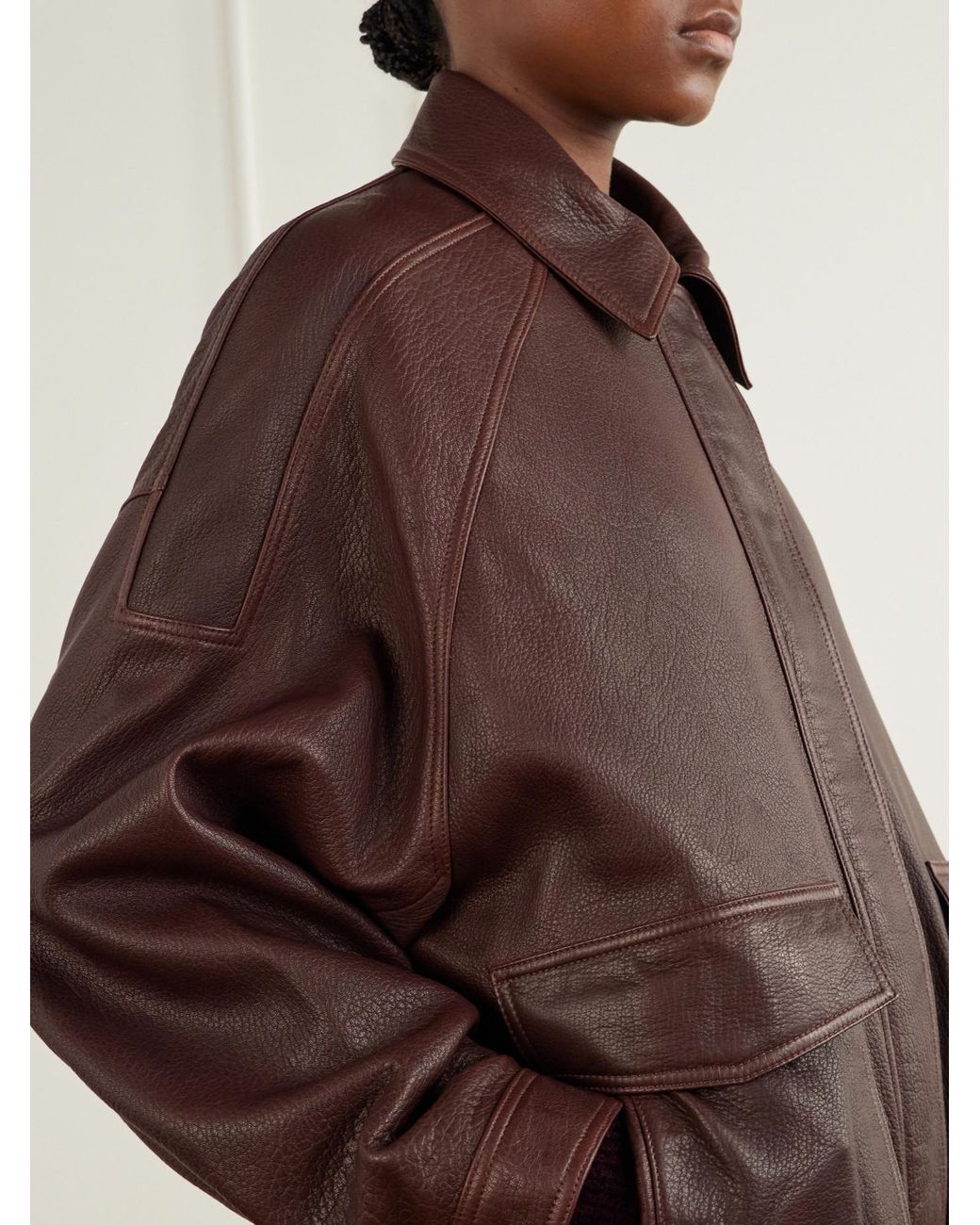 Rohe Brown Textured-Leather Jacket