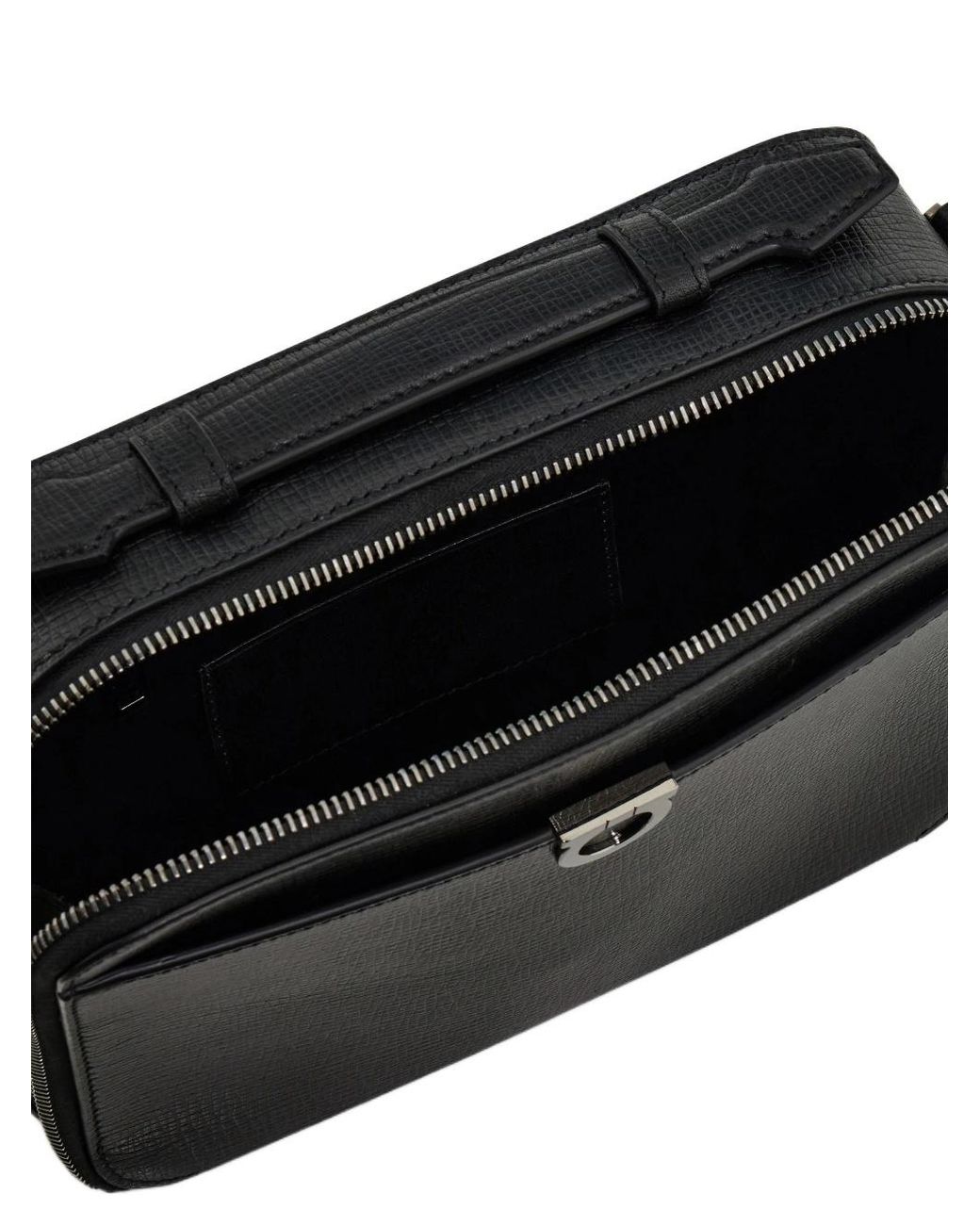 Ferragamo Black Ferragamo Eyewear Embossed Messenger Bag for men