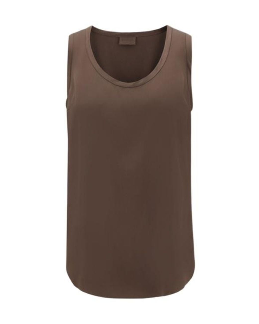 Brunello Cucinelli Brown Stretch Silk Satin Top