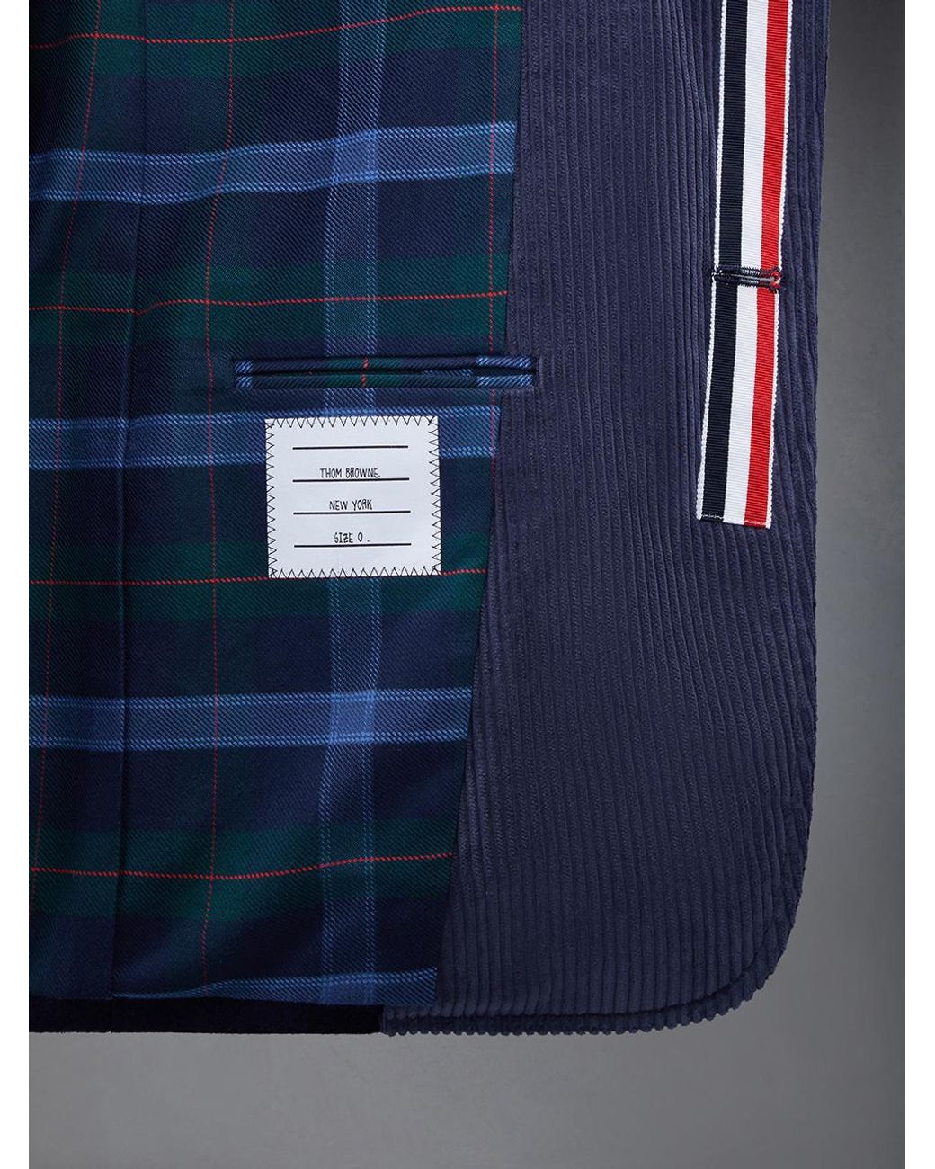 Thom Browne Blue Single-Breasted Corduroy Blazer for men
