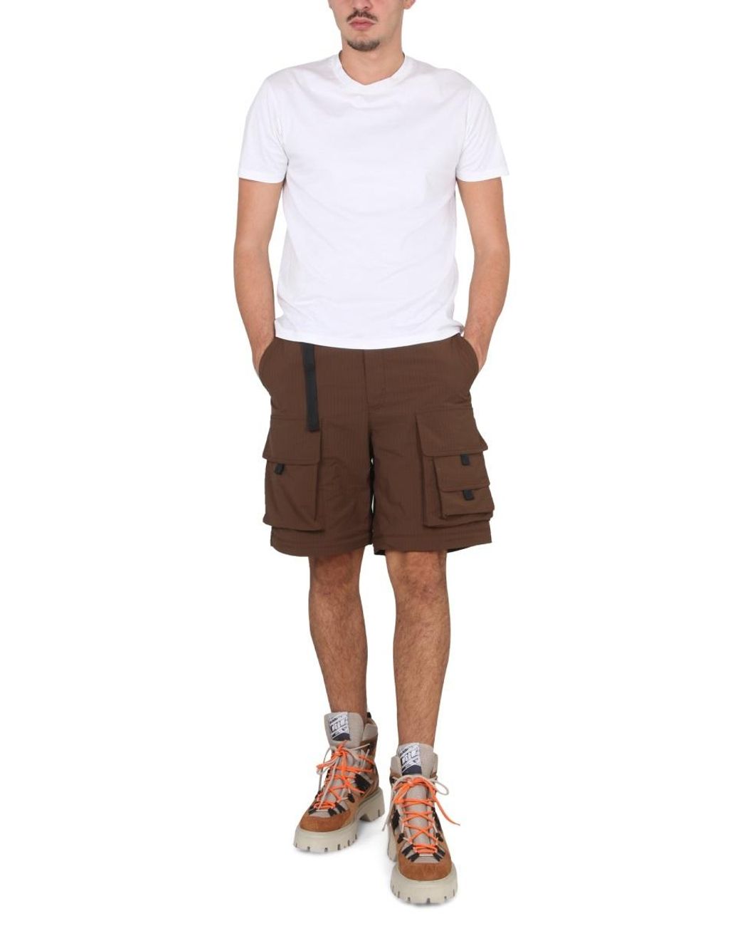 MSGM Brown High Waist Cargo Pants for men