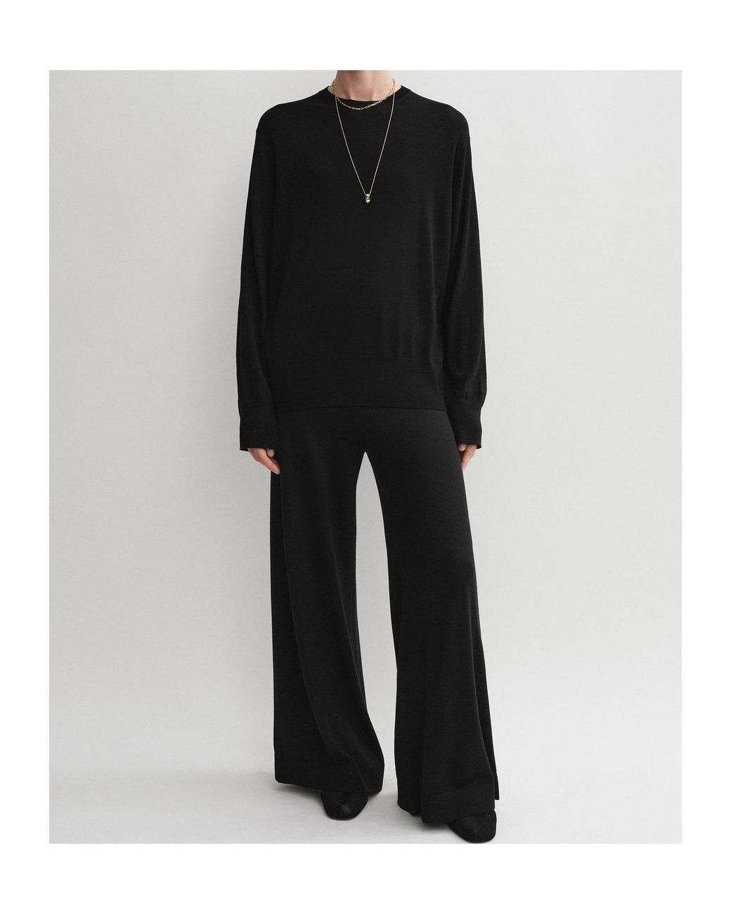 Totême Black Totême Crewneck Knitted Jumper