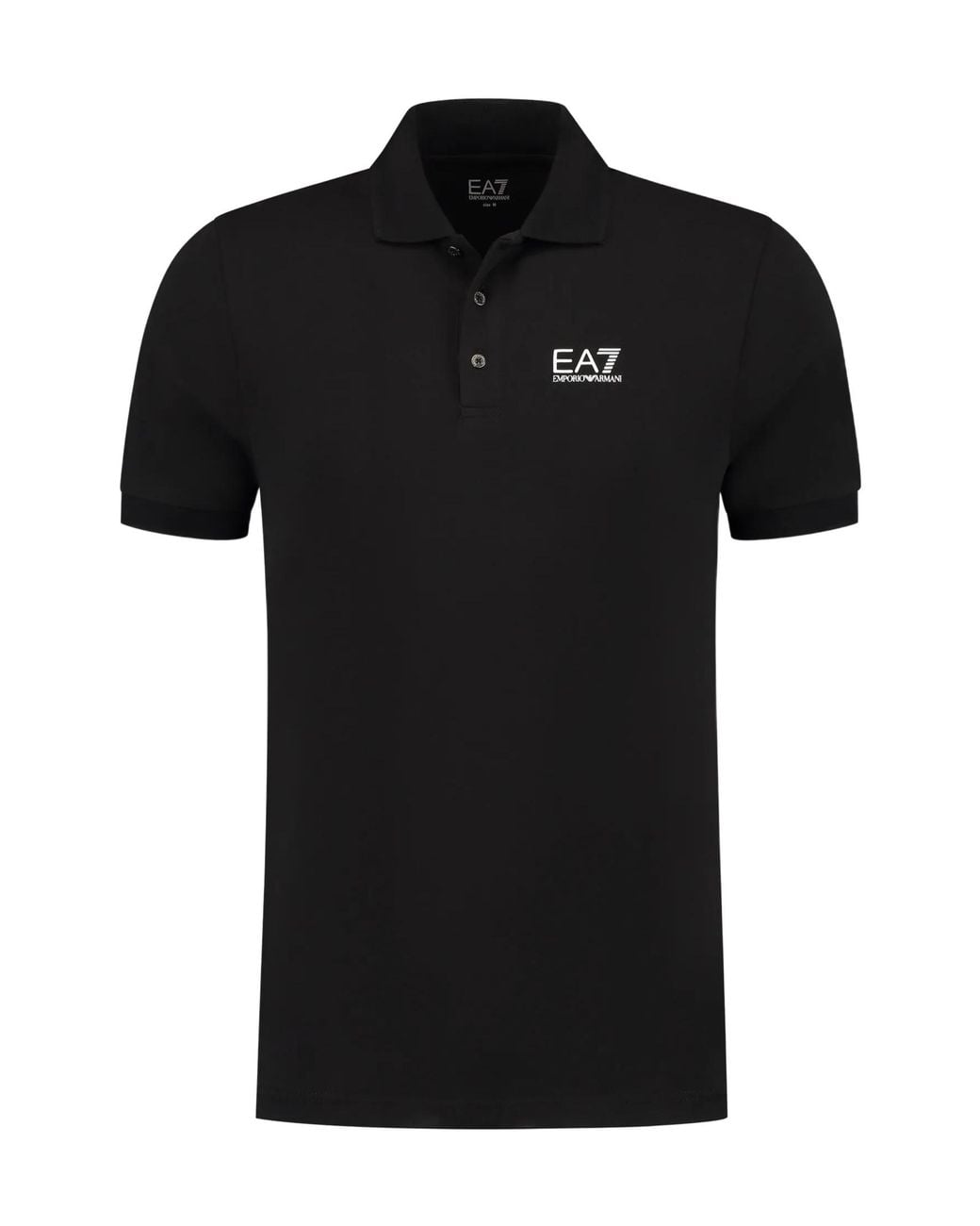 EA7 Black Logo Print Polo Shirt for men