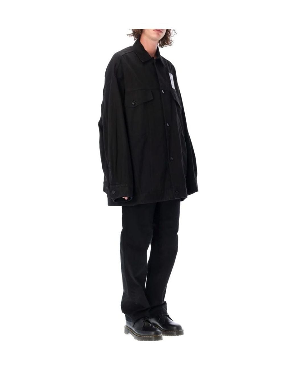 Raf Simons Black Graphic-Print Denim Jacket for men