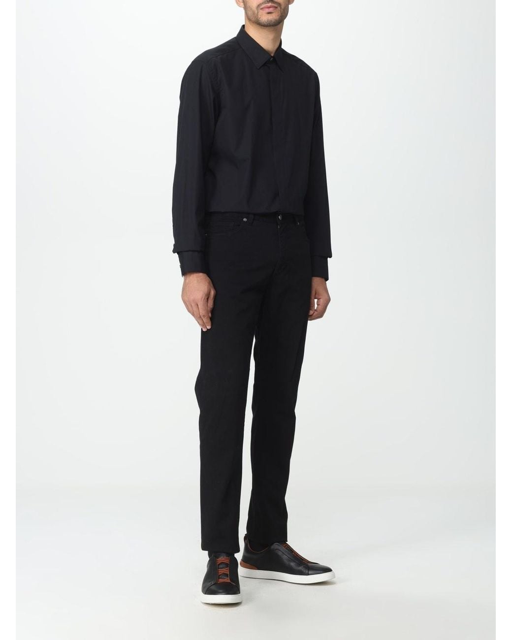 Zegna Black Logo Patch Casual Pants for men