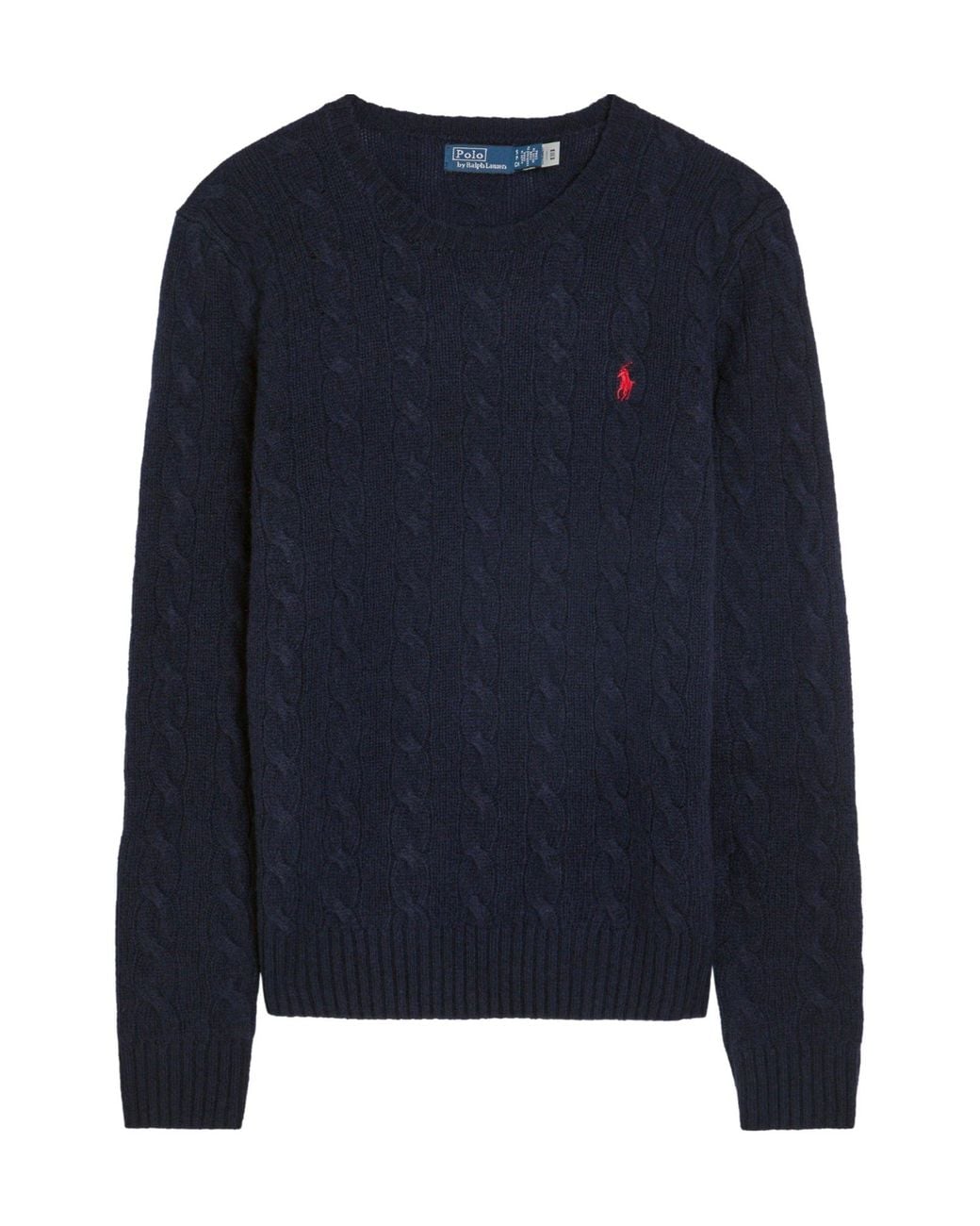 Polo Ralph Lauren Blue Wool Cashmere Cable Knit Slim-Fit Jumper