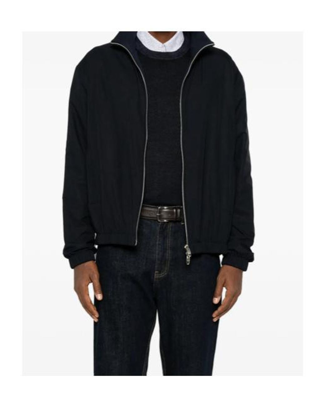 Umit Benan Blue Long-Sleeve Casual Jacket for men