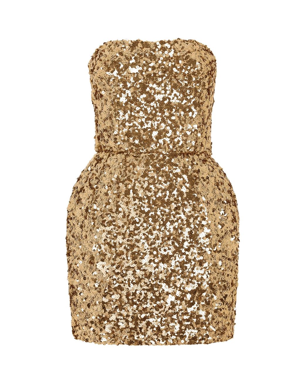 Dolce & Gabbana Natural Short Sequined Strapless Dress