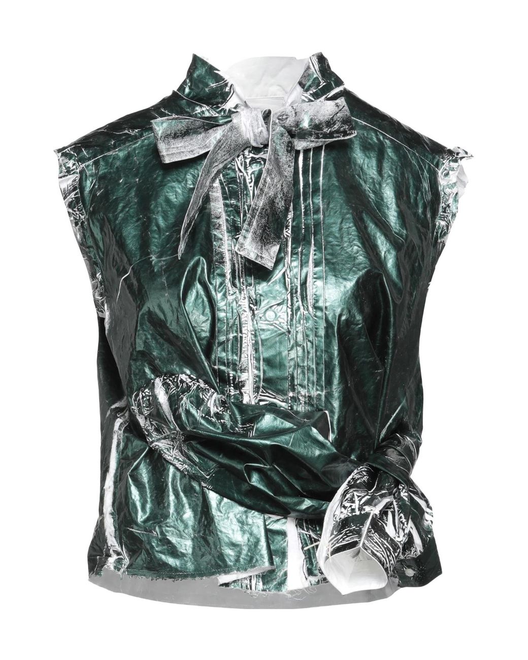 MM6 by Maison Margiela Green Sleeveless Bow Collar Blouse