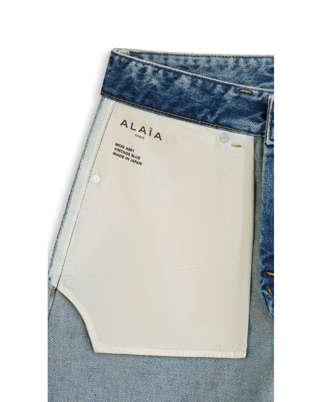 Alaïa Blue Alaïa Barrel-Leg Low-Rise Jeans