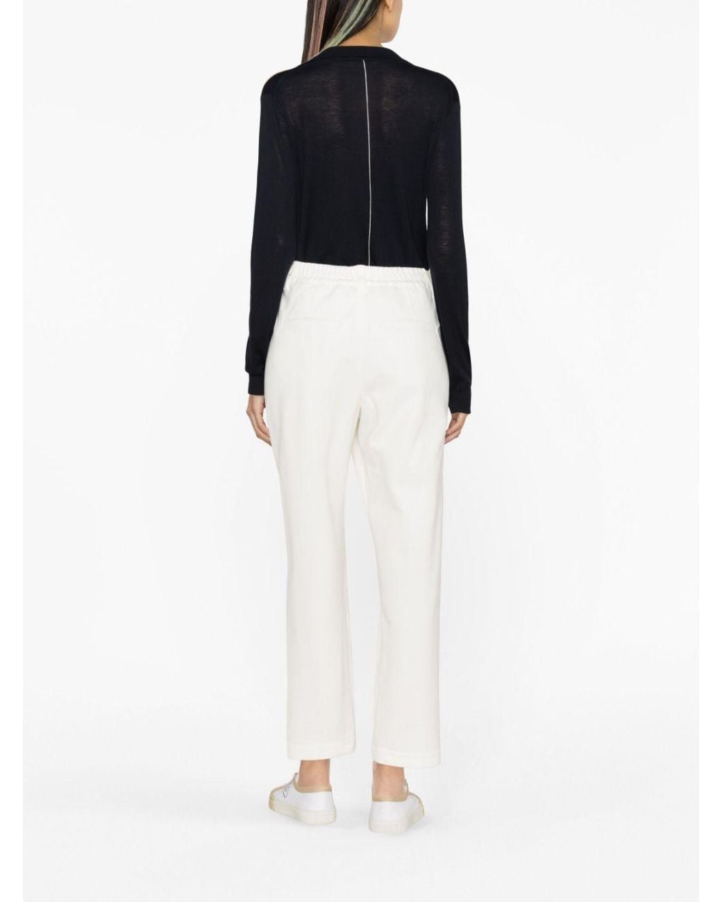 Brunello Cucinelli White Straight-Leg Cropped Pants