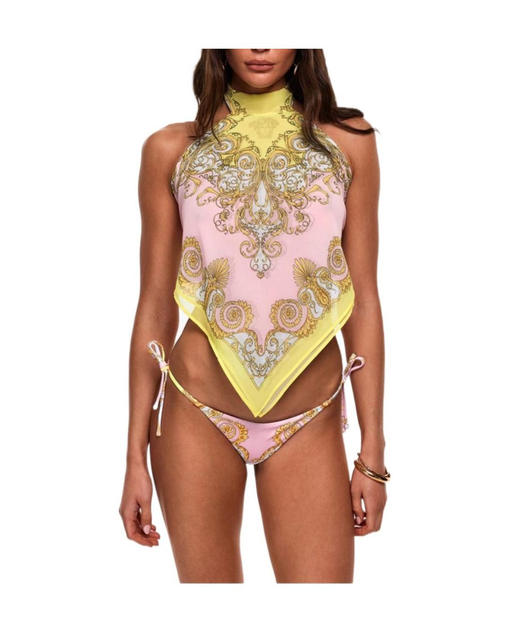 Versace White Tie Side Bikini Bottoms