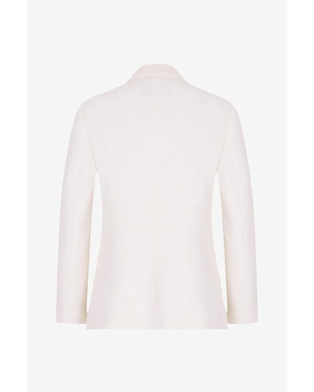 Giambattista Valli White Single-Breasted Wool Crepe Blazer