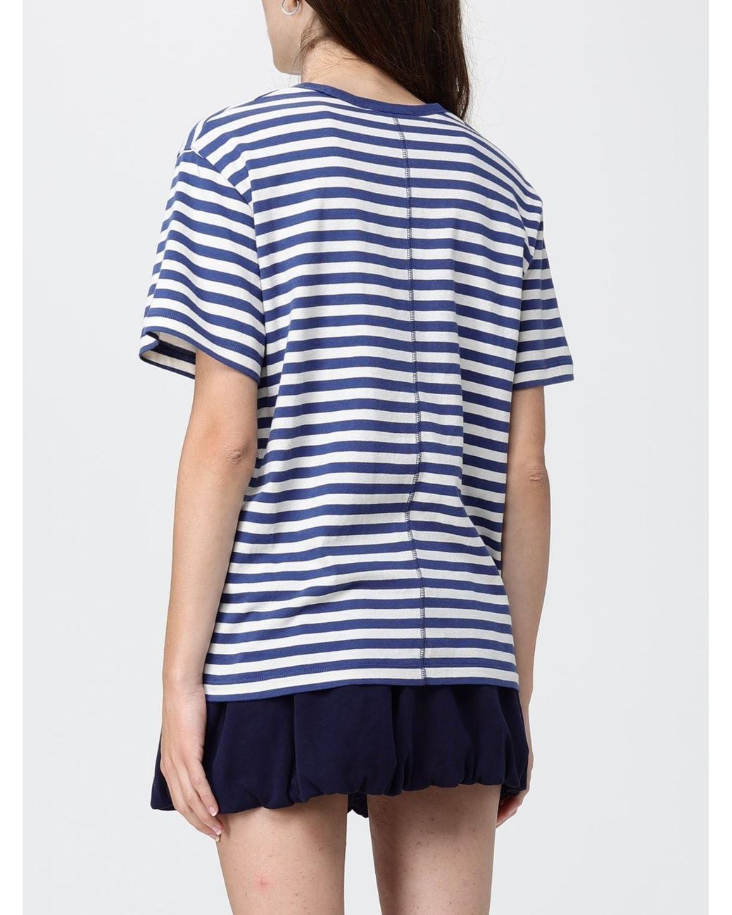 DUNST Blue Striped Cotton T-Shirt