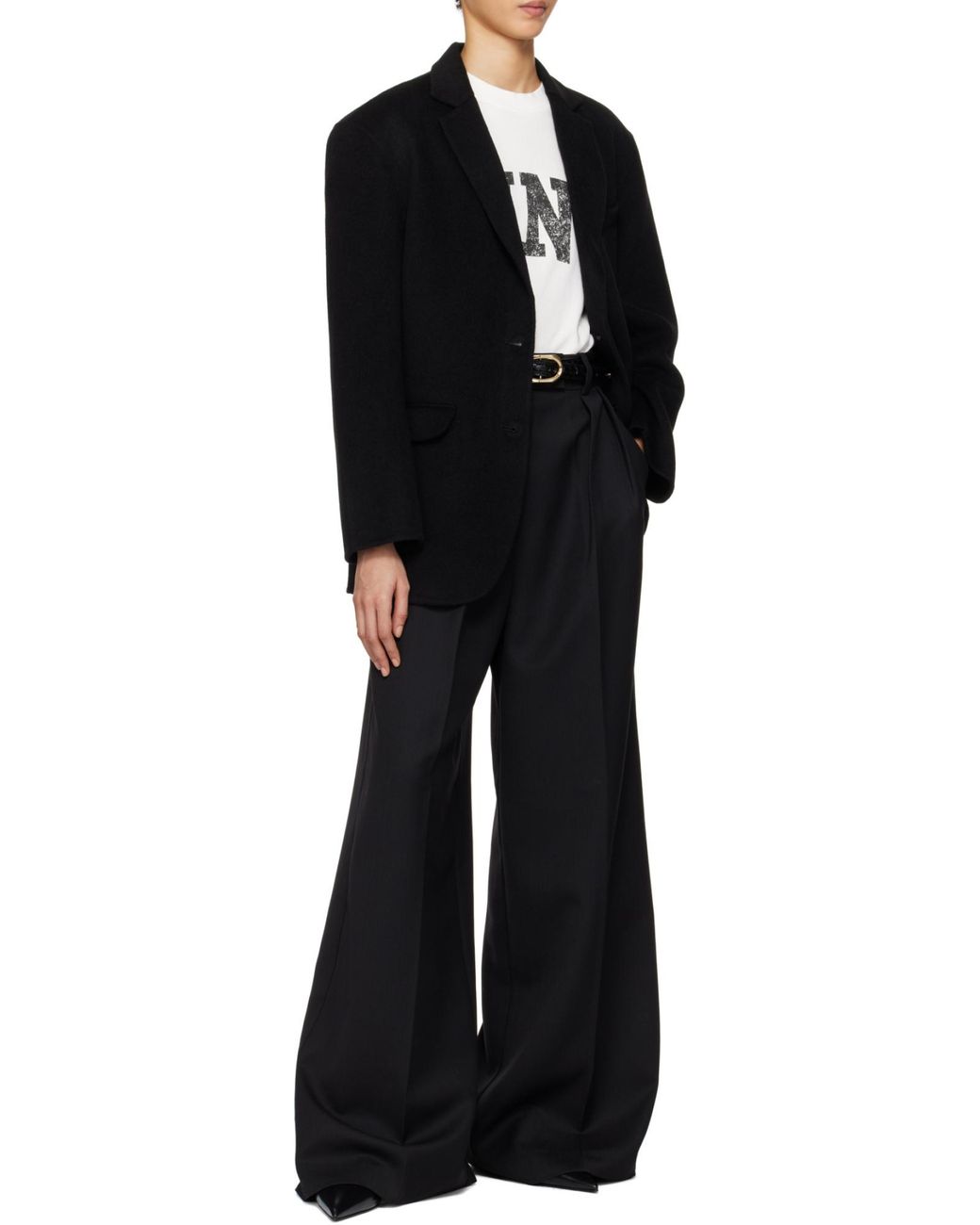 Anine Bing Black Quinn Single Breasted Oversized Blazer