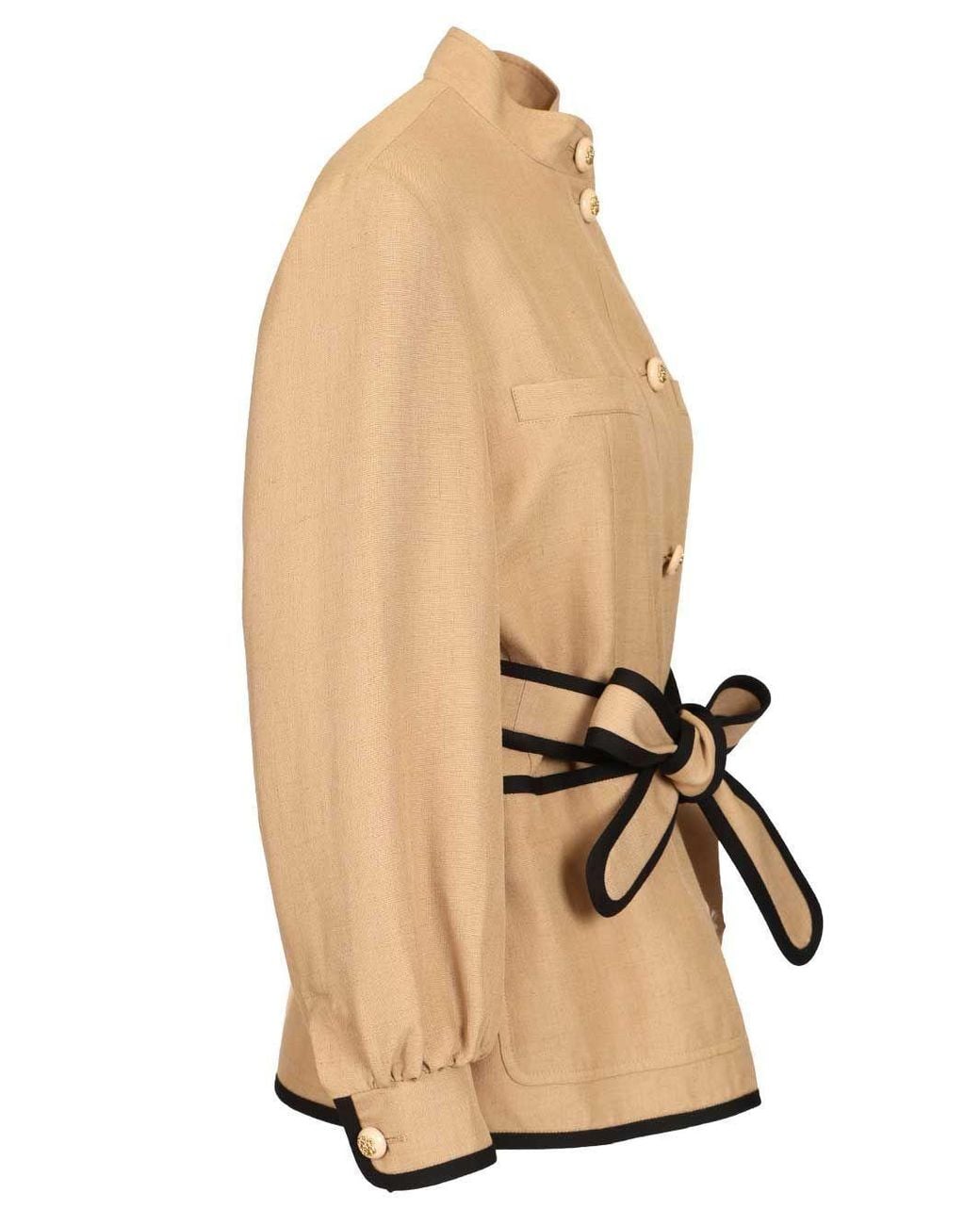 Valentino Natural Belted Button-Up Jacket