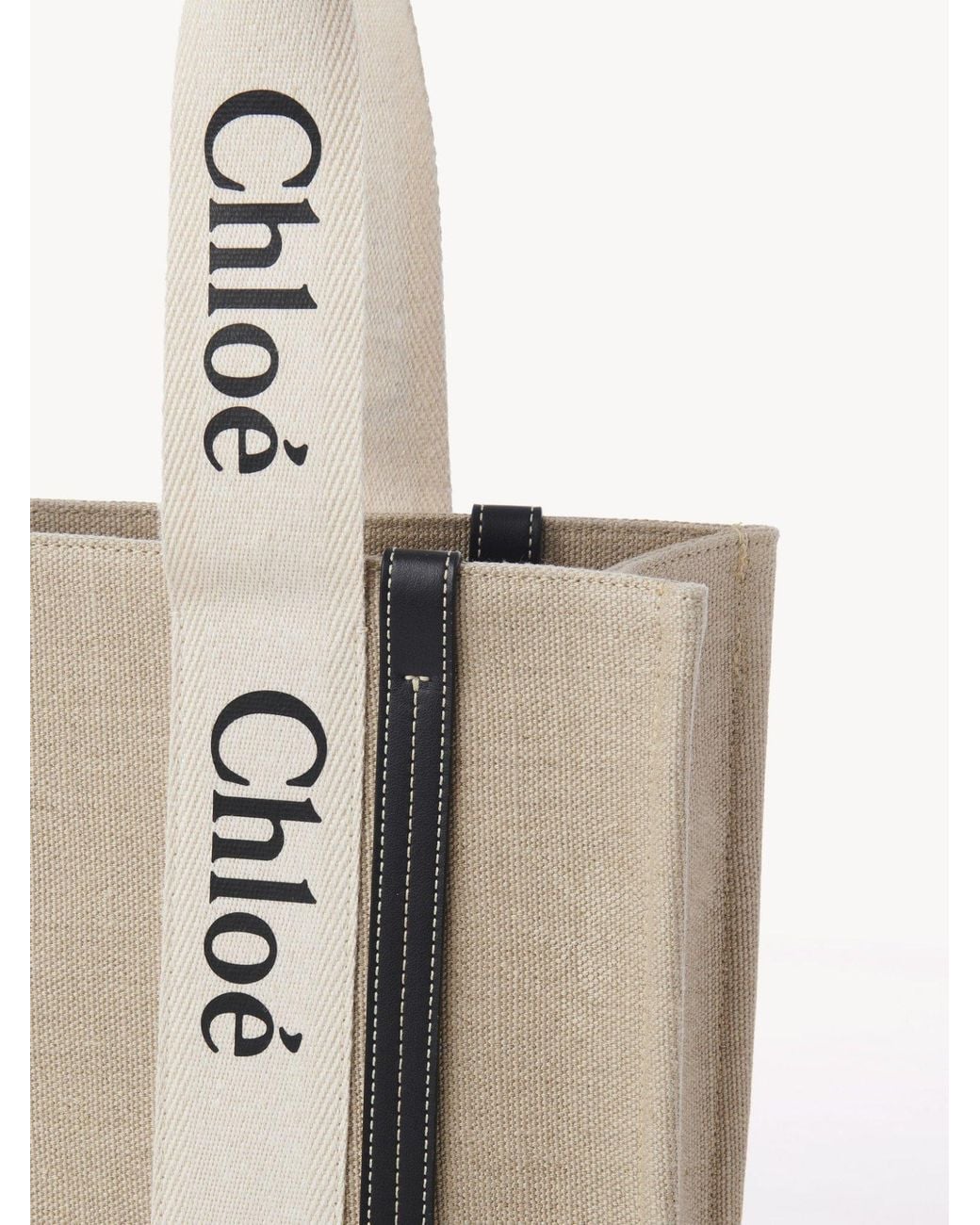 Chloé Natural Chloé Woody Logo Strap Shoulder Bag