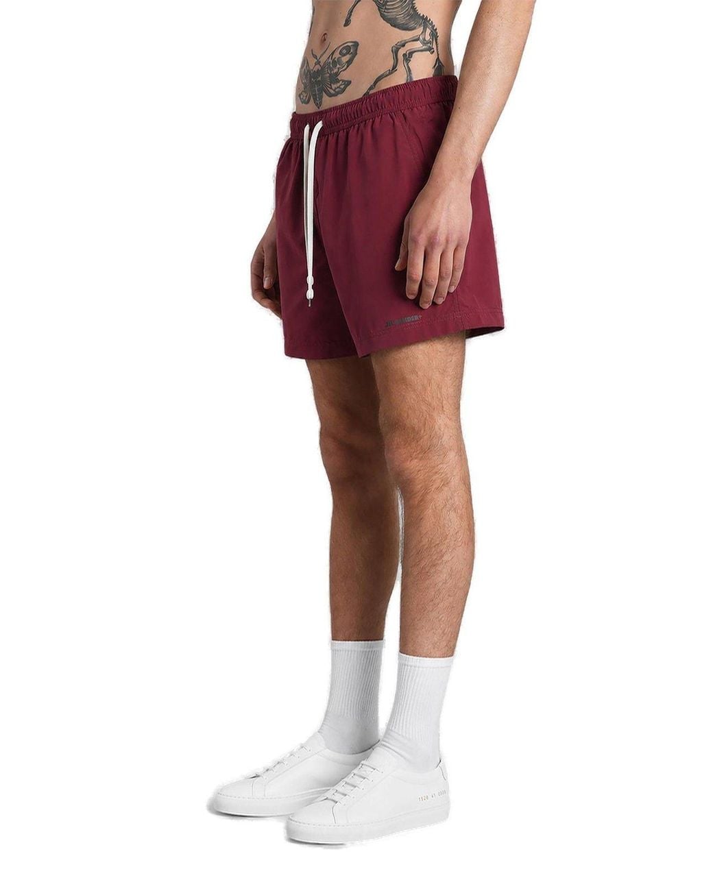 Jil Sander Red ロゴプリント ハイウエスト スイムショーツ for men