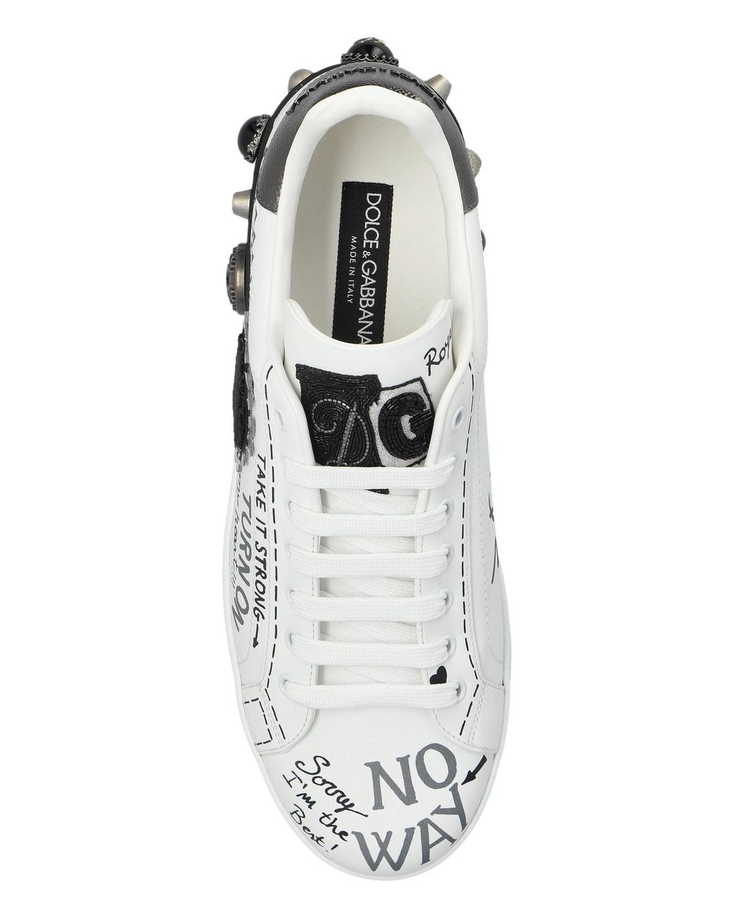 Dolce & Gabbana White Portofino Graffiti Sneakers for men