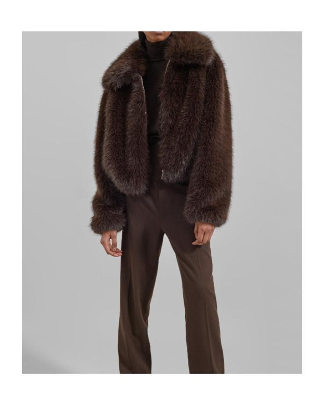 Frankie Shop Brown Hope Faux Fur Cropped Jacket