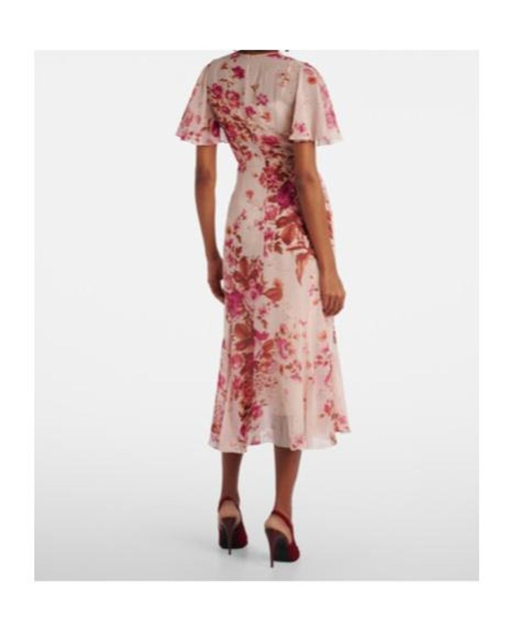 Erdem Pink Floral Silk Midi Dress