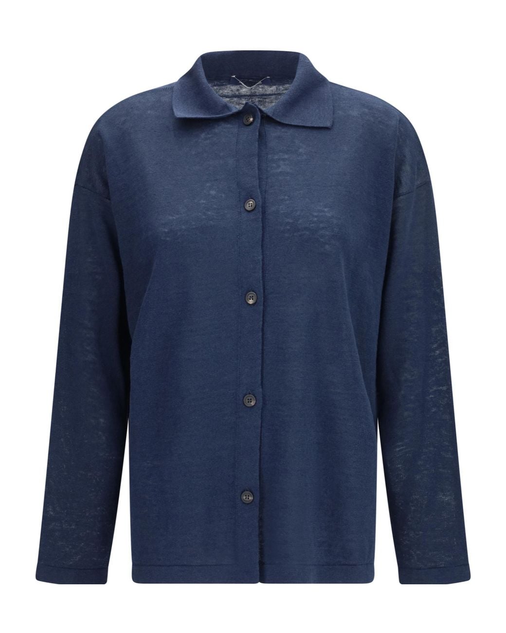 Max Mara Blue Collared Buttoned Cardigan