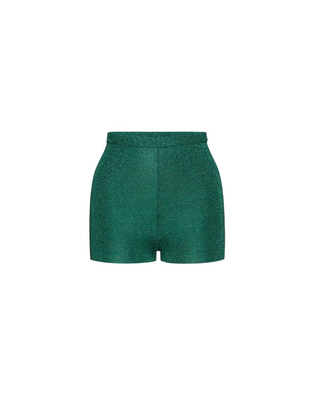 Valentino Green Logo-Print Metallic Shorts