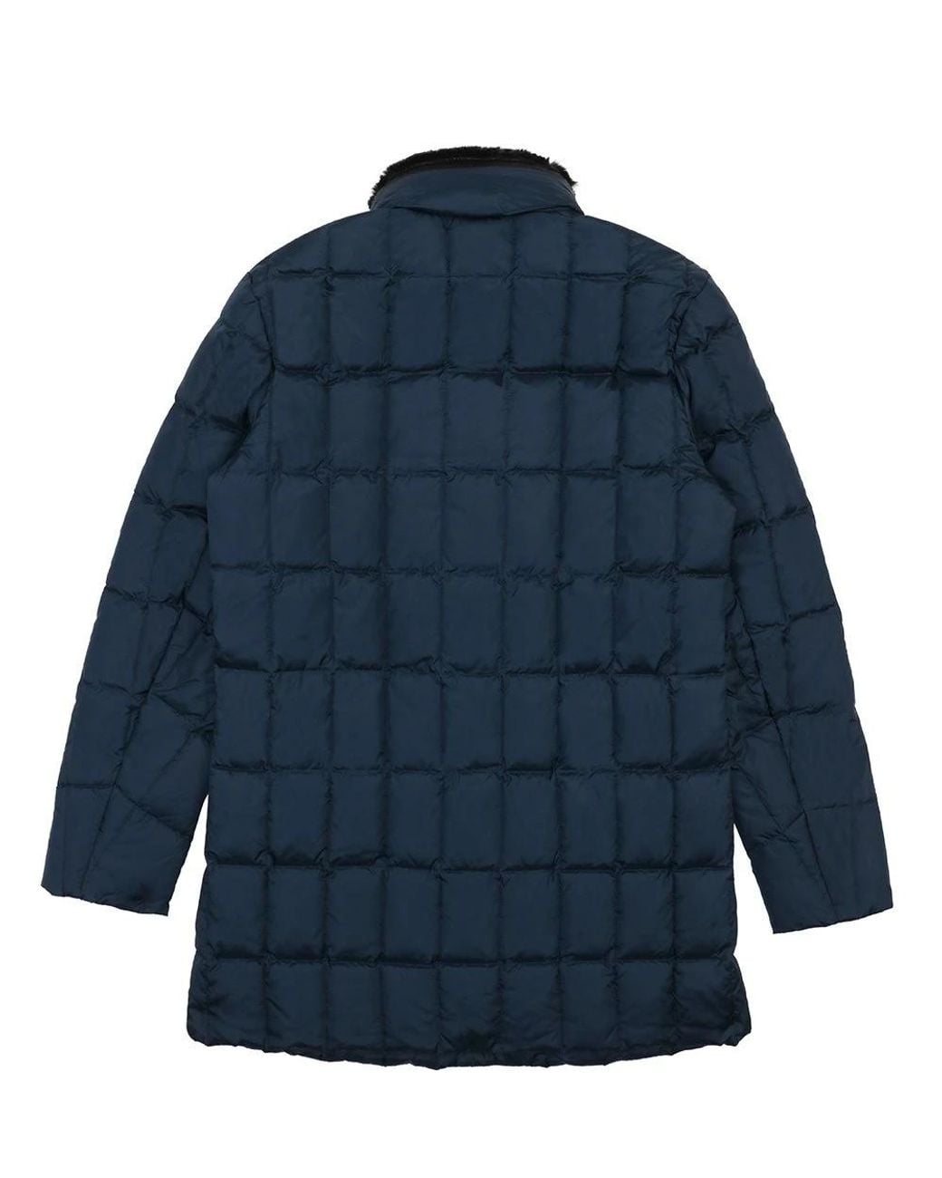 Armani Collezioni Blue Medium And Long Style Plaid Down Jacket for men