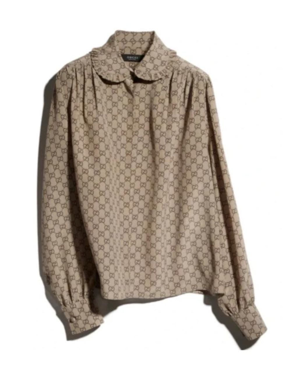 Gucci Brown Printed Crêpe De Chine Shirt