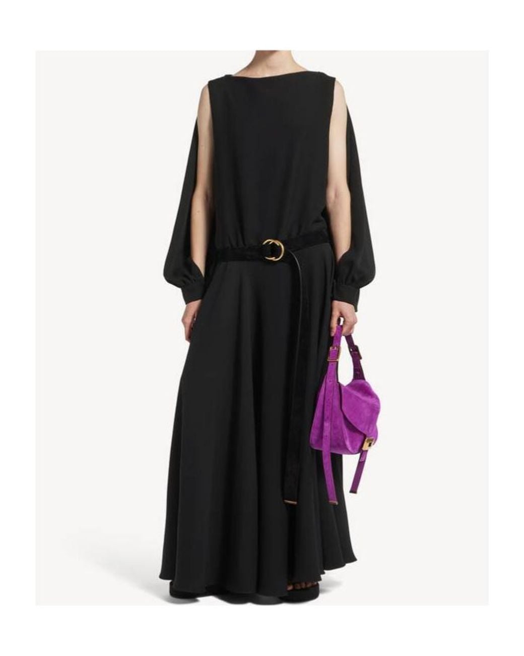 Balenciaga Black Silk-Wool Balloon Maxi Dress