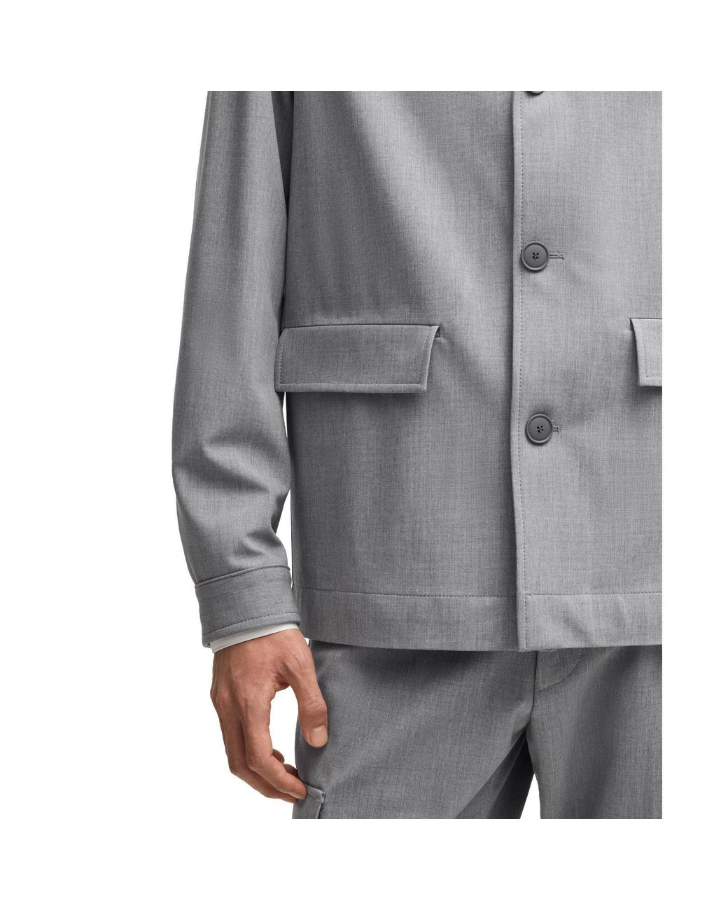 Boss Gray Casual Loose-Fitting Blazer for men