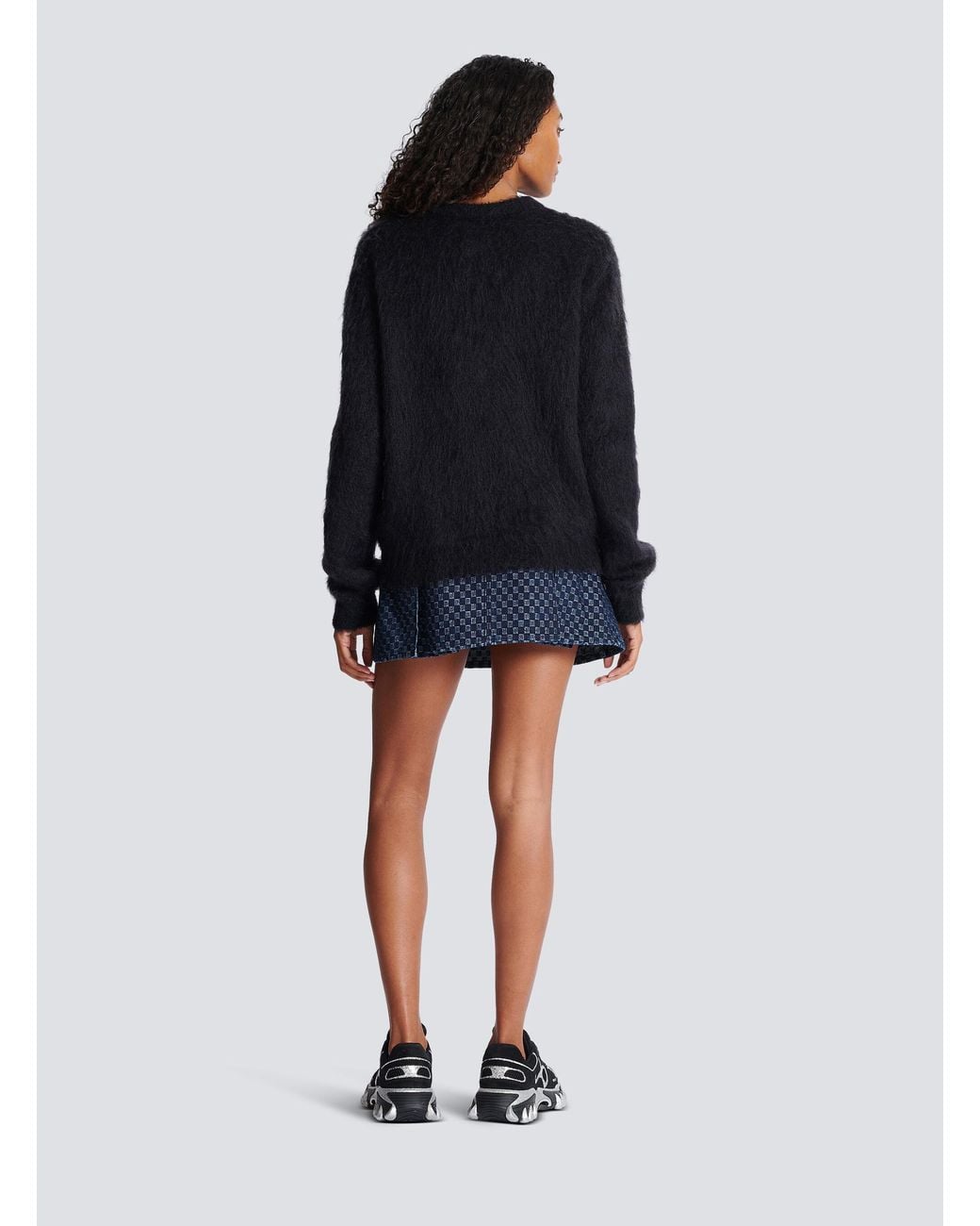 Balmain Black Logo Jacquard Crewneck Knitted Jumper