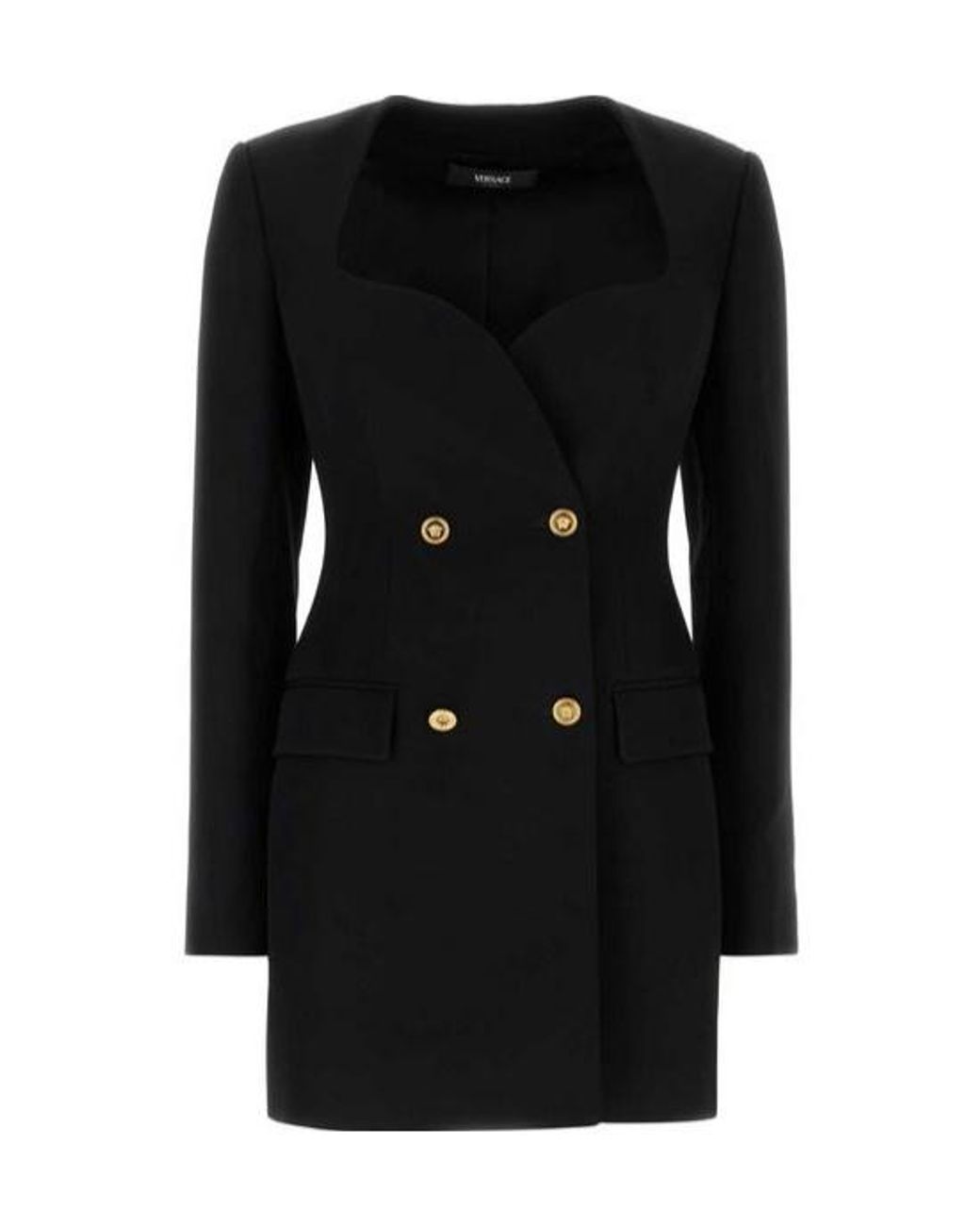 Versace Black Double-Breasted Tailored Blazer